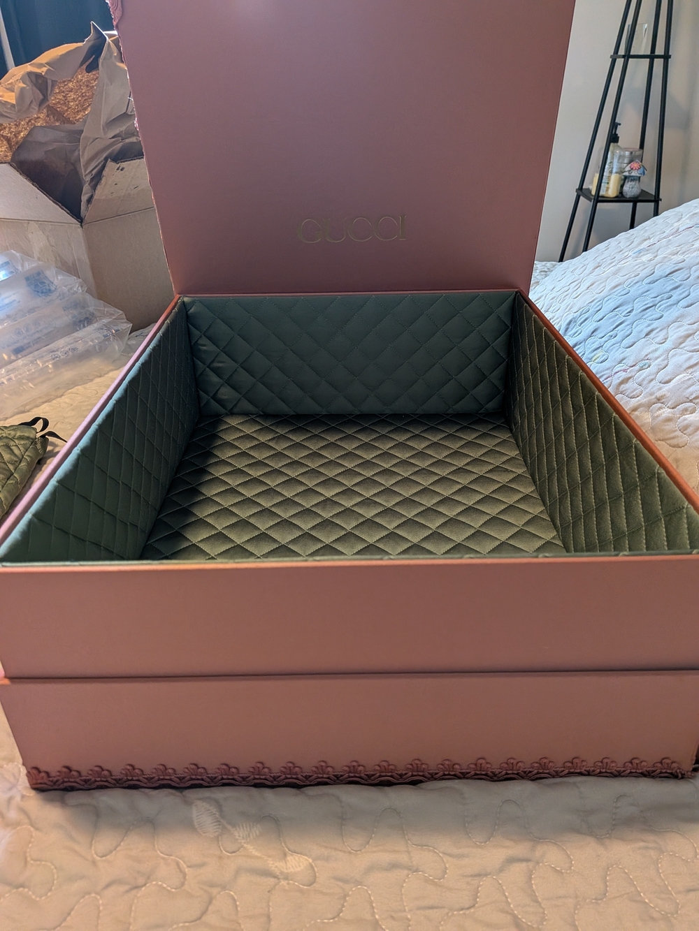 Gucci Alessandro Michele Pink Collector Box Green Quilted Dustbag HTF RARE - Picture 7 of 14